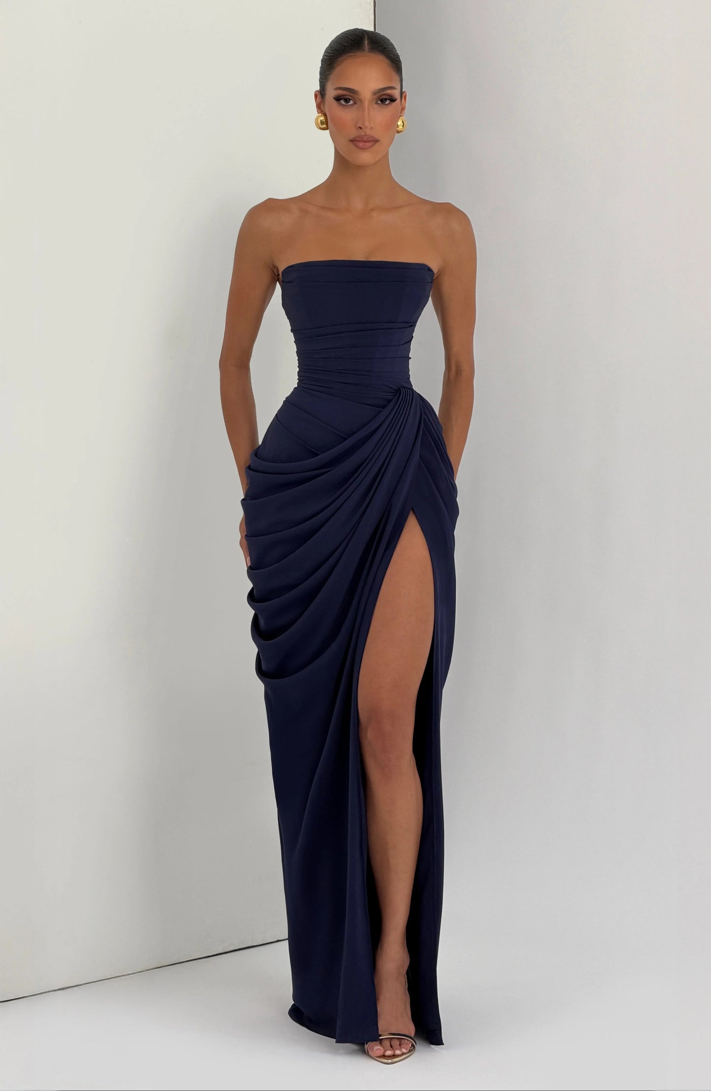 Lola - Vestido Largo Drapado Elegante
