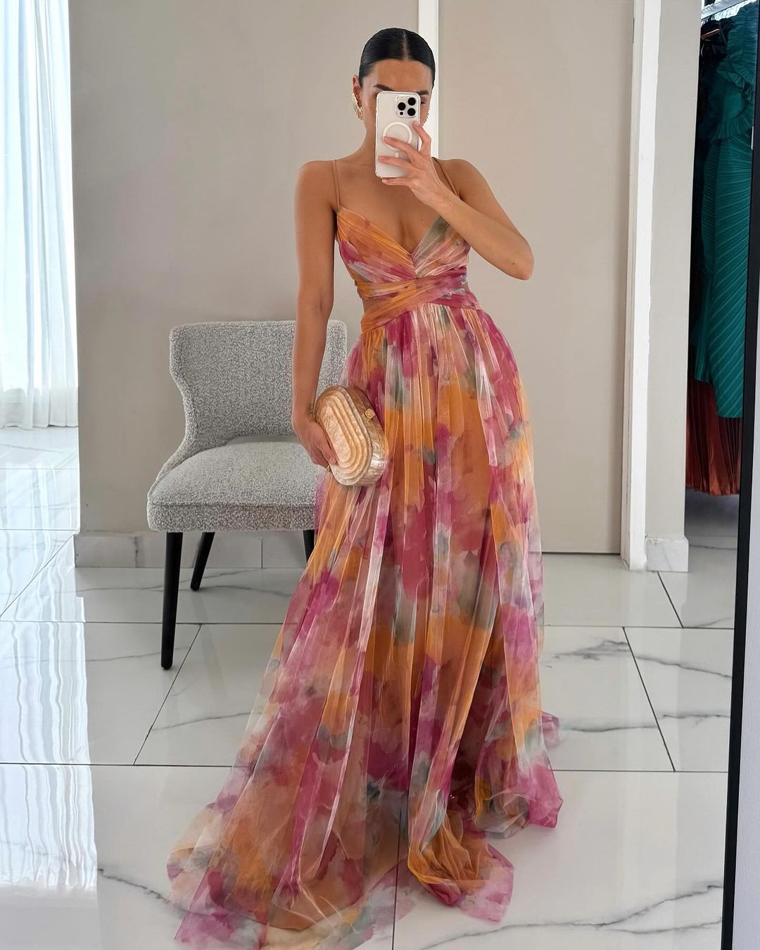 Flor - Vestido largo con estampado floral