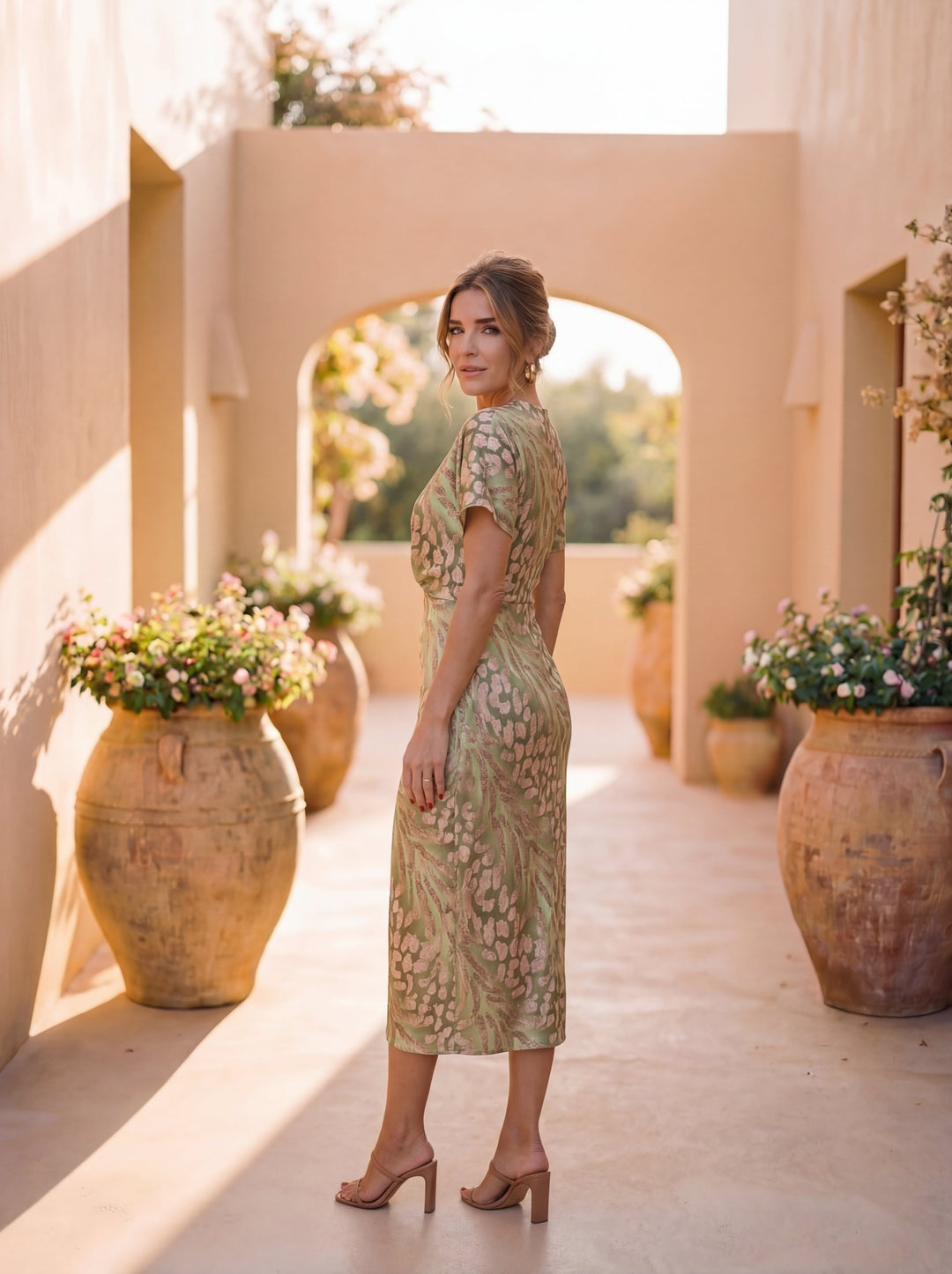 Teresa - Vestido midi color cobre