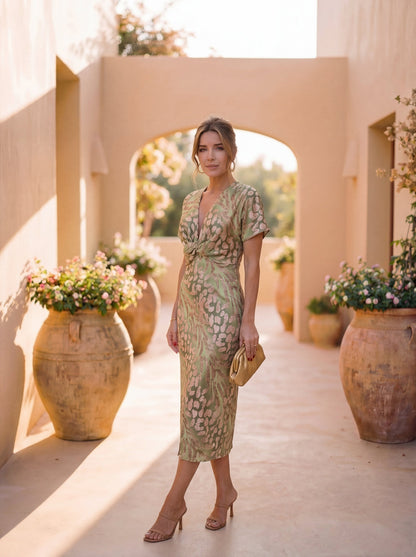 Teresa - Vestido midi color cobre