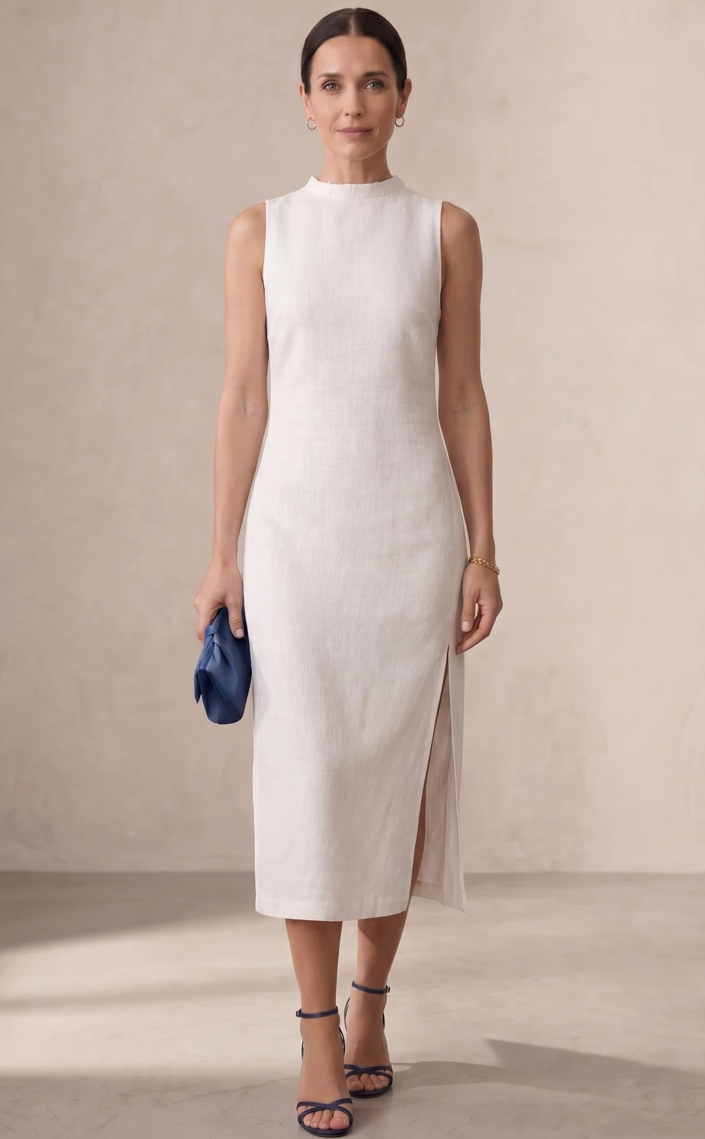 Ainhoa - Vestido midi sin cuello con abertura