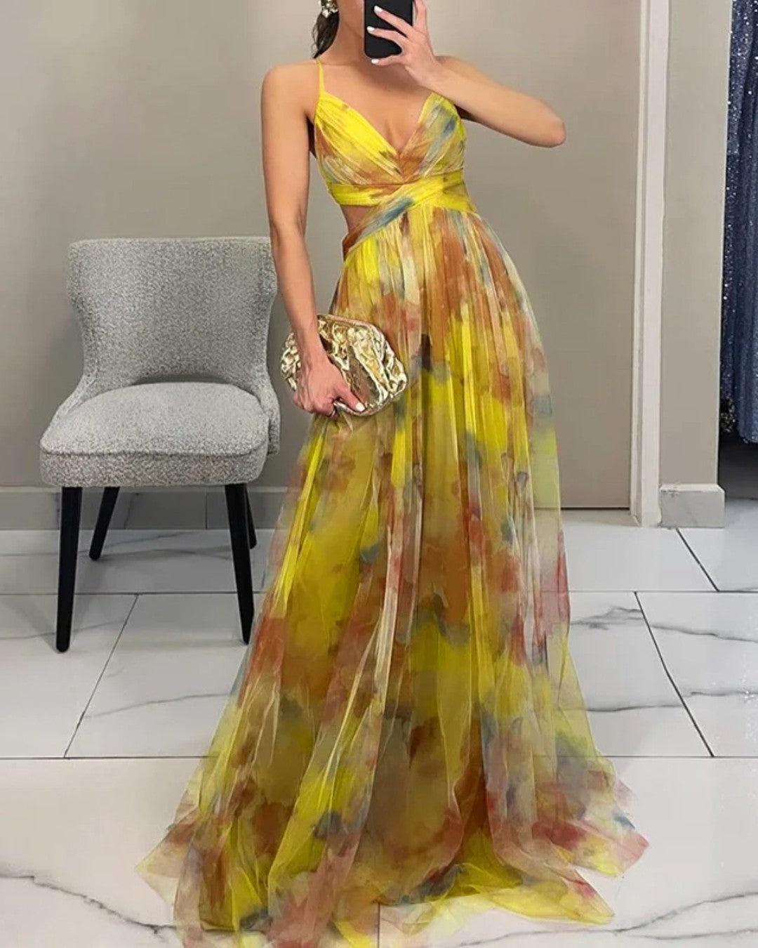 Flor - Vestido largo con estampado floral