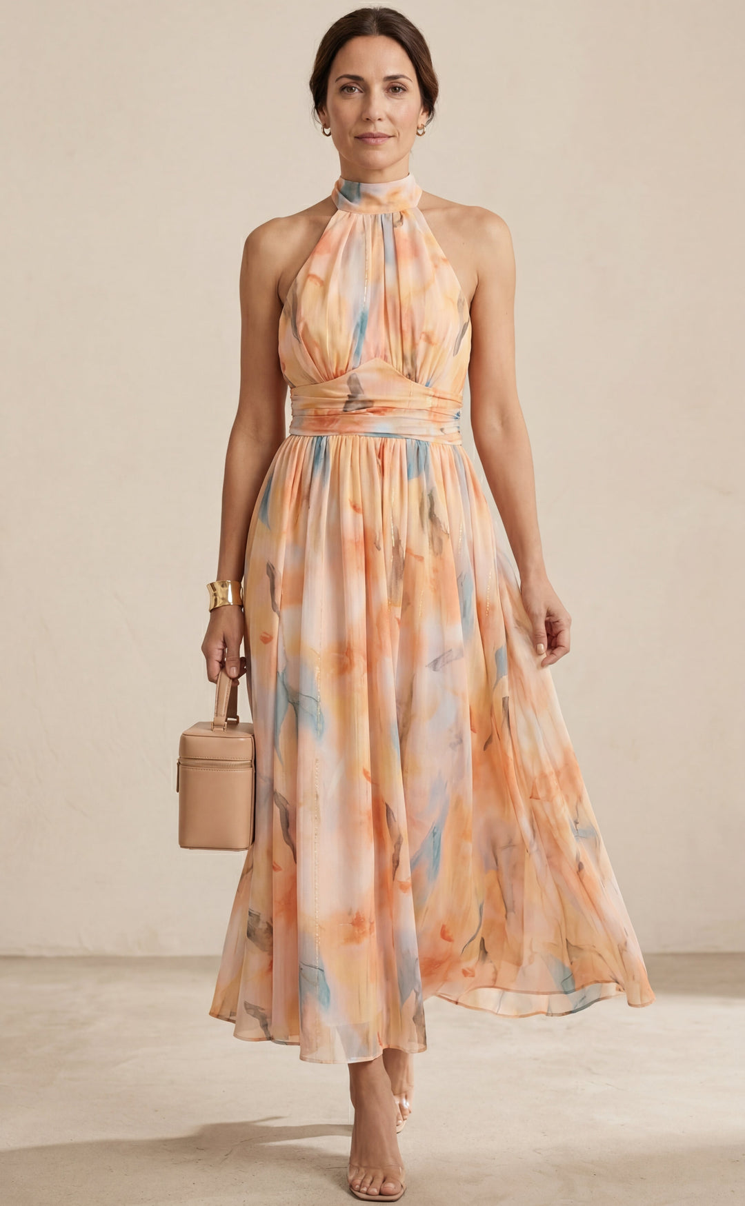 Esther - Vestido Halter de Estilo Acuarela