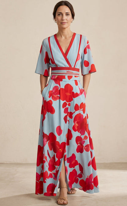 Ásia - Elegante vestido largo con escote profundo