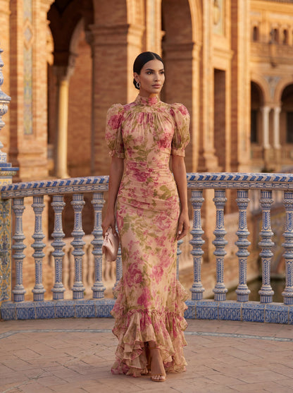 Rocío - Vestido floral efecto acuarela