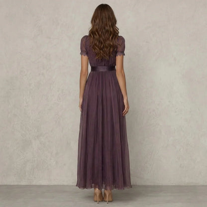 Flavia - Vestido Largo de Cuello con Encaje