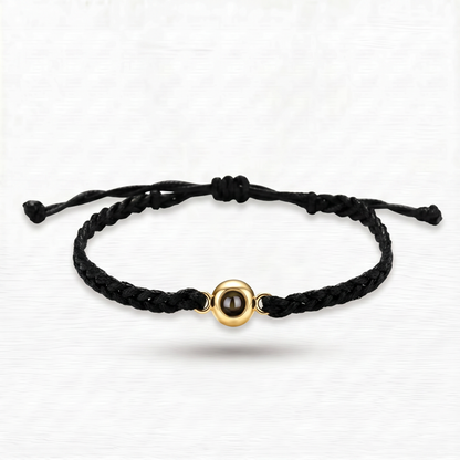 Pulsera de Cordón Negro con Foto Proyectada - Personalizable