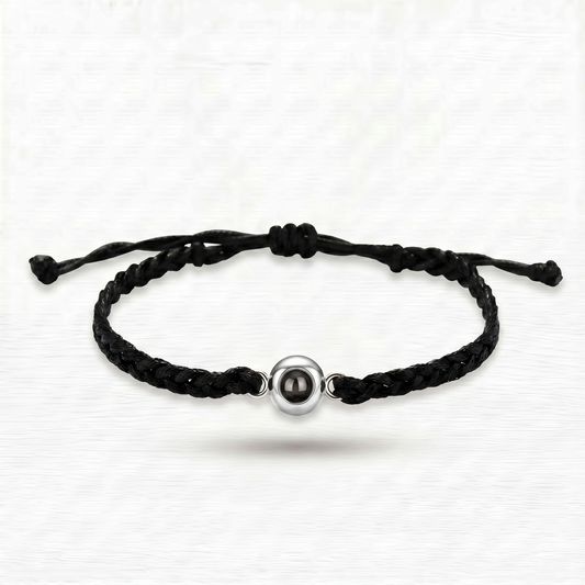 Pulsera de Cordón Negro con Foto Proyectada - Personalizable