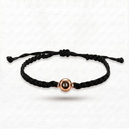 Pulsera de Cordón Negro con Foto Proyectada - Personalizable