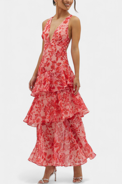 Elissa - Vestido gasa con Escote en V