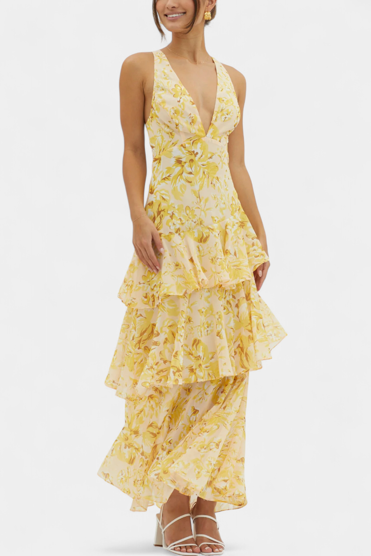 Elissa - Vestido gasa con Escote en V