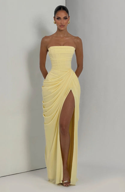 Lola - Vestido Largo Drapado Elegante