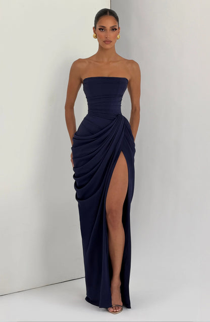 Lola - Vestido Largo Drapado Elegante