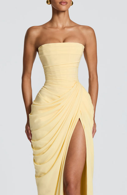 Lola - Vestido Largo Drapado Elegante