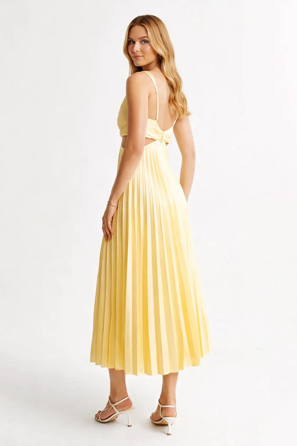 Mar - Vestido Midi Plisado con Escote Cruzado