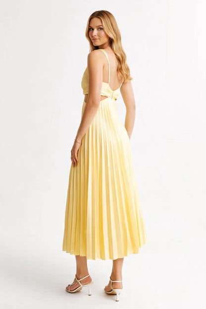 Mar - Vestido Midi Plisado con Escote Cruzado