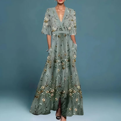Ásia - Elegante vestido largo con escote profundo